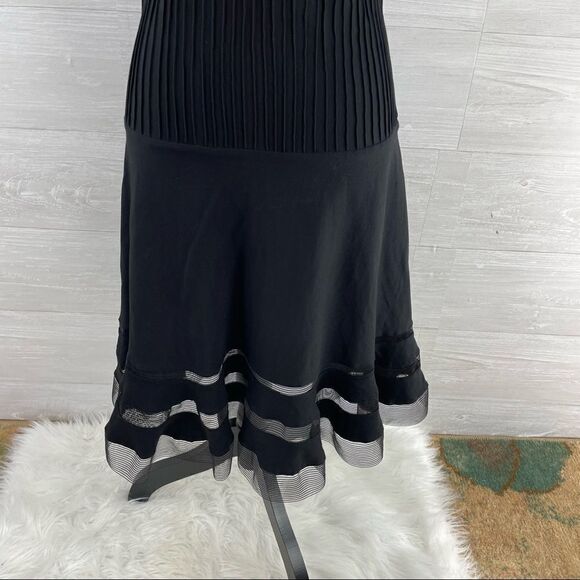 Tadashi Shoji Portrait Pintuck Jersey Lace Fit & Flare Dress - Picture 5 of 10